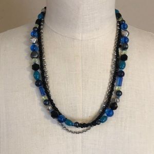 Fashion jewelry necklace Blue, silver, black